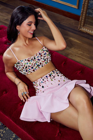 Alaya F In Rhinestone Studded Top & Skirt