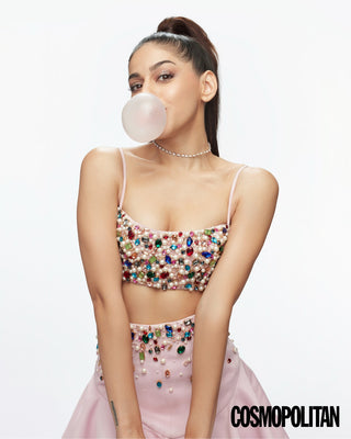 Alaya F In Rhinestone Studded Top & Skirt