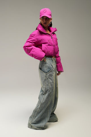 BOMBER  CROPPED JACKET - HOT PINK