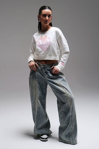 CROPPED SWEATSHIRT - OFF WHITE