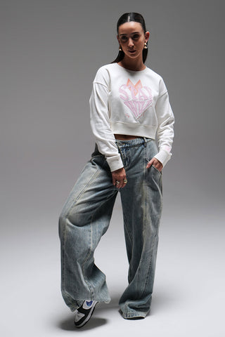 CROPPED SWEATSHIRT - OFF WHITE