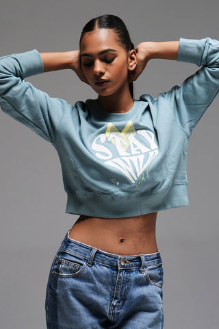 CROPPED SWEATSHIRT - LIGHT TURQUOISE