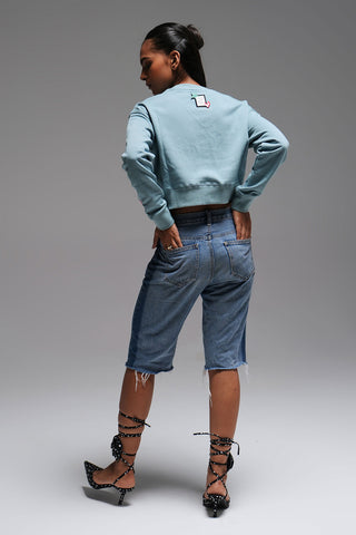 CROPPED SWEATSHIRT - LIGHT TURQUOISE