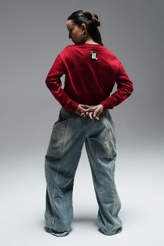 CROPPED SWEATSHIRT - RED