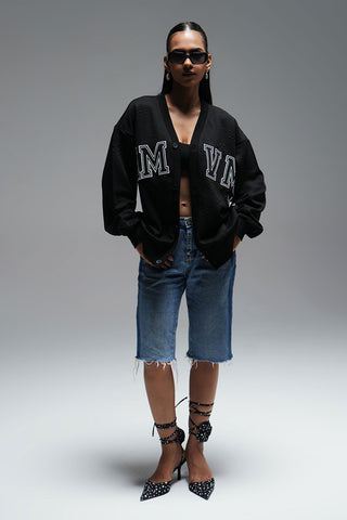 BUTTON UP CARDIGAN - BLACK