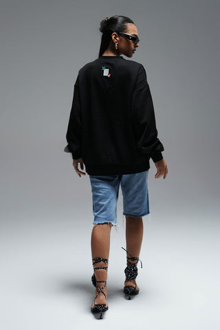 BUTTON UP CARDIGAN - BLACK