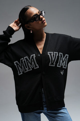 BUTTON UP CARDIGAN - BLACK