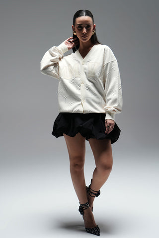 BUTTON UP CARDIGAN - OFF WHITE